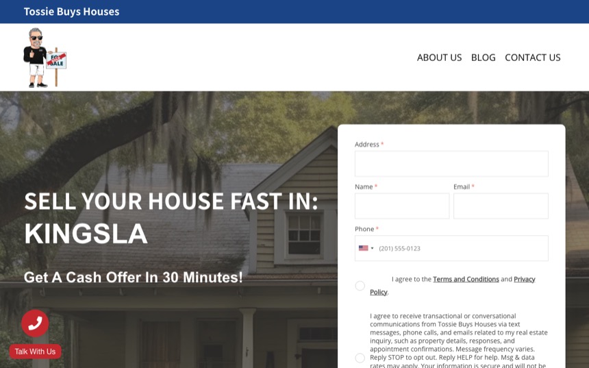 tossiebuyshouses.com — Tossie Buys Houses cash home-buyer site homepage